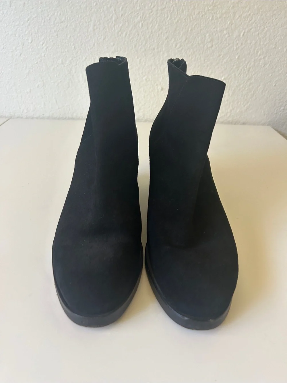 Eileen Fisher Black Suede Ankle Booties with Block Heel